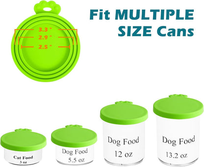 3 Packs Silicone Pet Can Lids, Dog Cat Food Can Cover, Universal Size Can Tops, 1 Fit 3 Standard Size Food Cans, BPA Free Dishwasher Safe (Blue, Green, Orange)